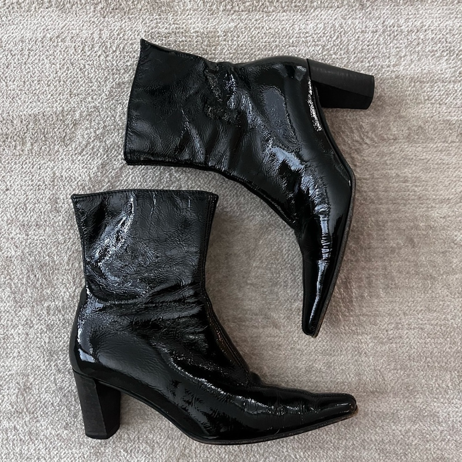 Aquatalia Black Patent Leather Boots Size 5 Mob Wife